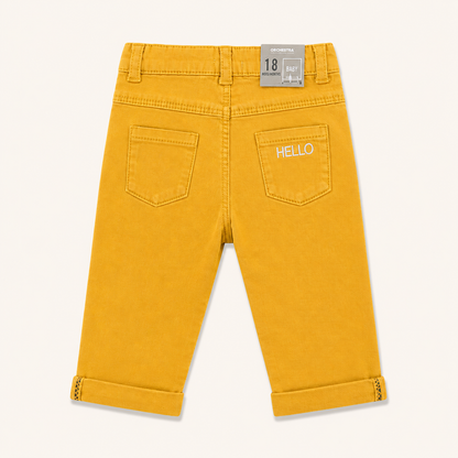 Pantalon slim jaune moutarde à broderie "HELLO" – Orchestra