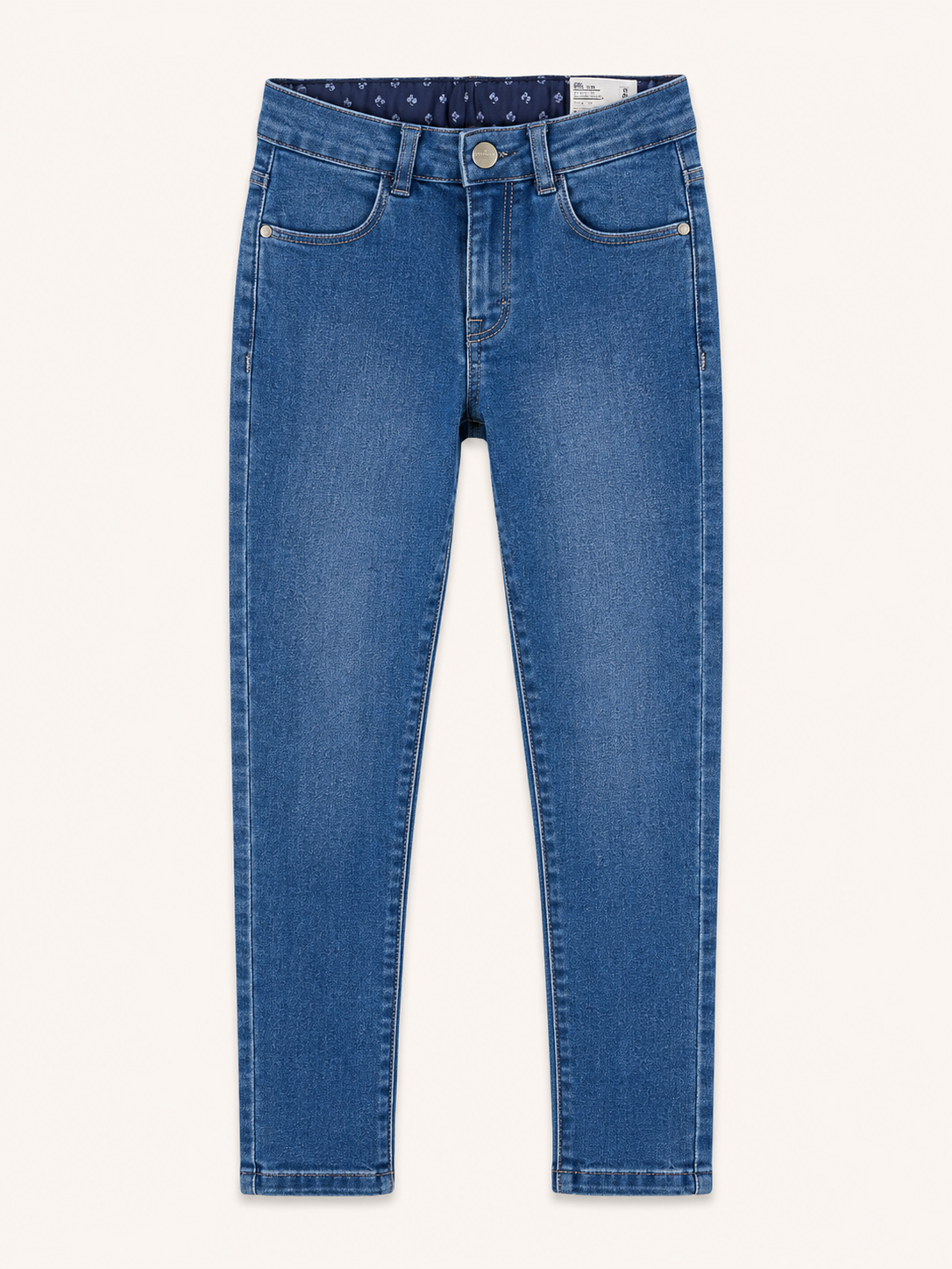 Jean slim stretch bleu moyen à doublure fleurie – Orchestra