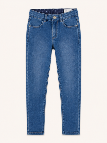 Jean slim stretch bleu moyen à doublure fleurie – Orchestra