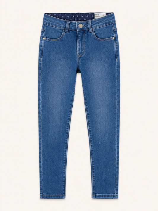 Jean slim stretch bleu moyen à doublure fleurie – Orchestra