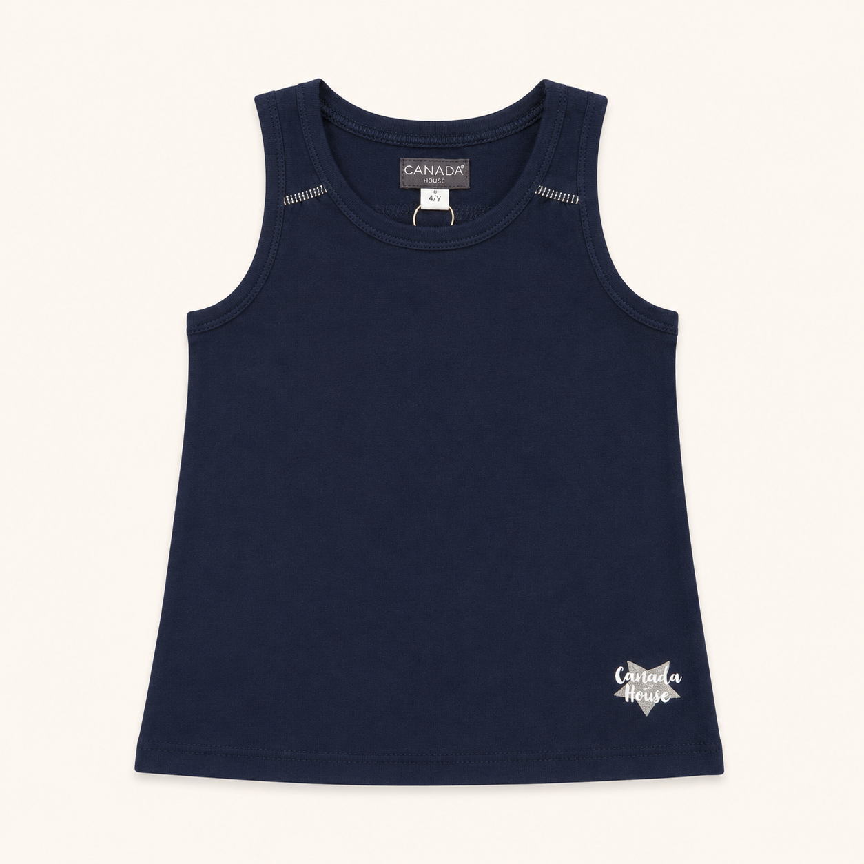 Débardeur bleu marine enfant à motif étoile pailletée