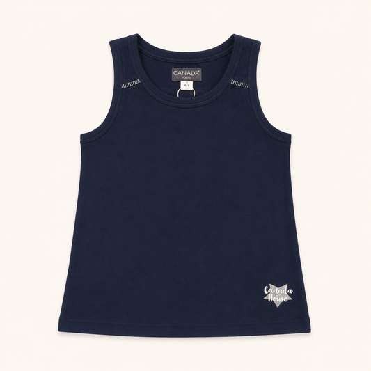 Débardeur bleu marine enfant à motif étoile pailletée
