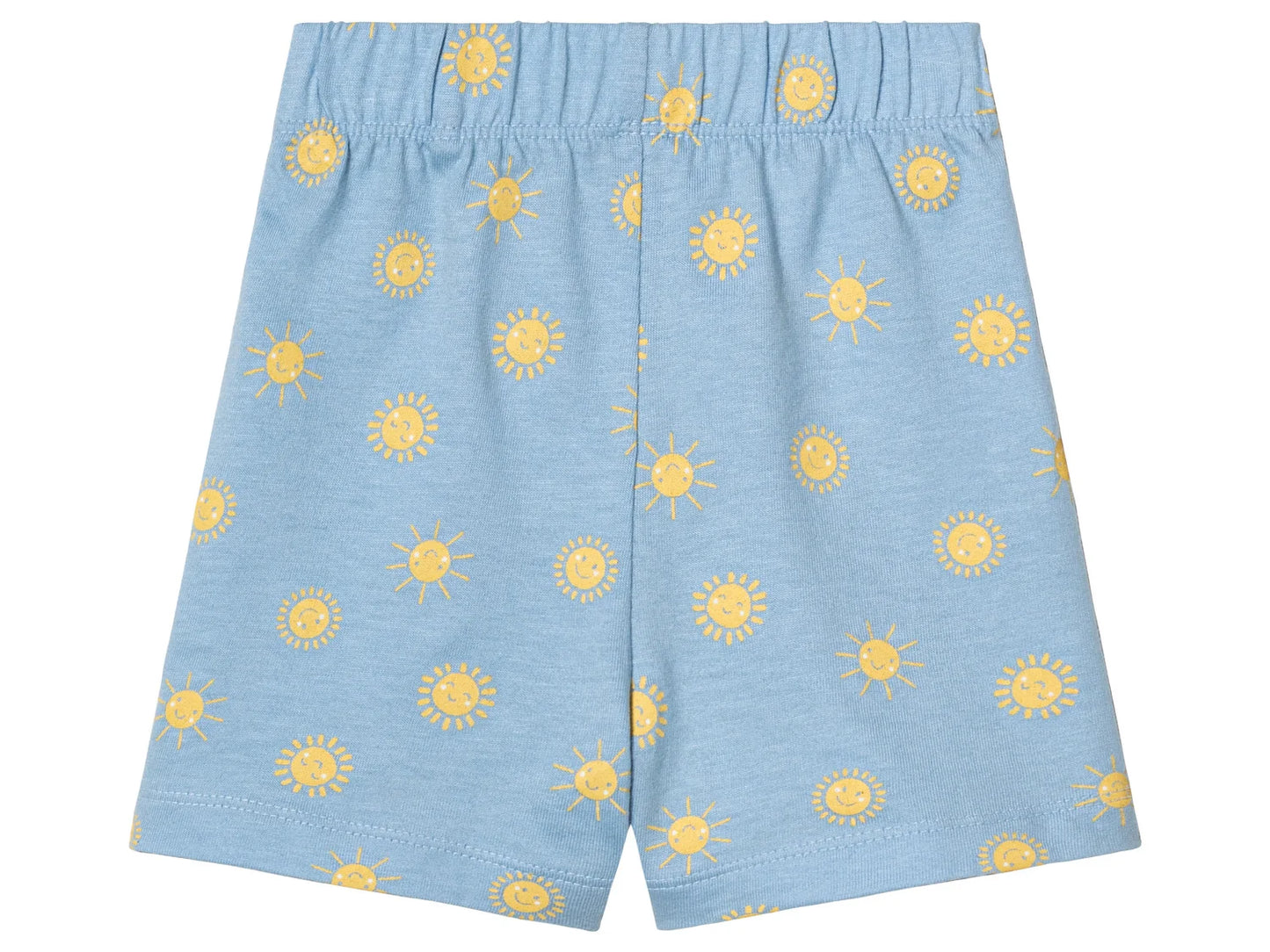 Lot de 2 Shorts Légers Bébé – Bleu Clair Imprimé Soleils et Bleu Marine