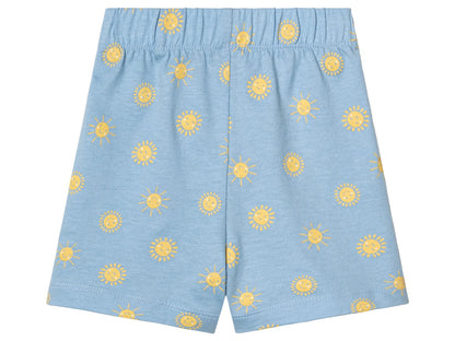 Lot de 2 Shorts Légers Bébé – Bleu Clair Imprimé Soleils et Bleu Marine