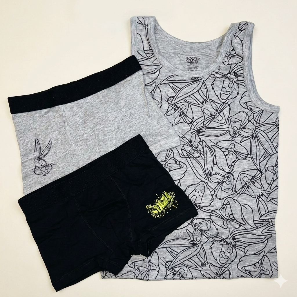 Ensemble Débardeur et Boxers Looney Tunes pour Garçon – Lot de 3 pièces
