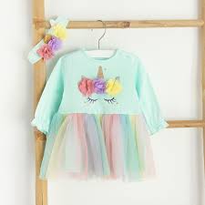 Robe Licorne Fille en Tulle Arc-en-Ciel avec Bandeau Assorti