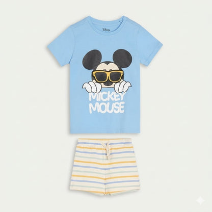 Ensemble d'Été Disney Mickey Mouse 2 Pièces – T-shirt & Short Rayé