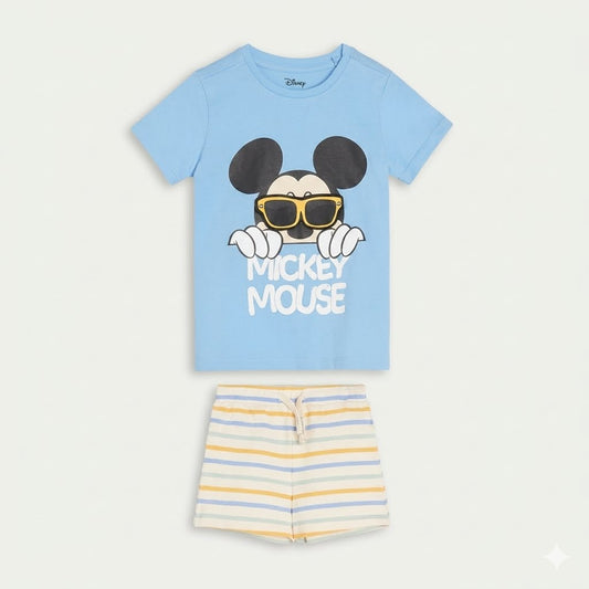 Ensemble d'Été Disney Mickey Mouse 2 Pièces – T-shirt & Short Rayé